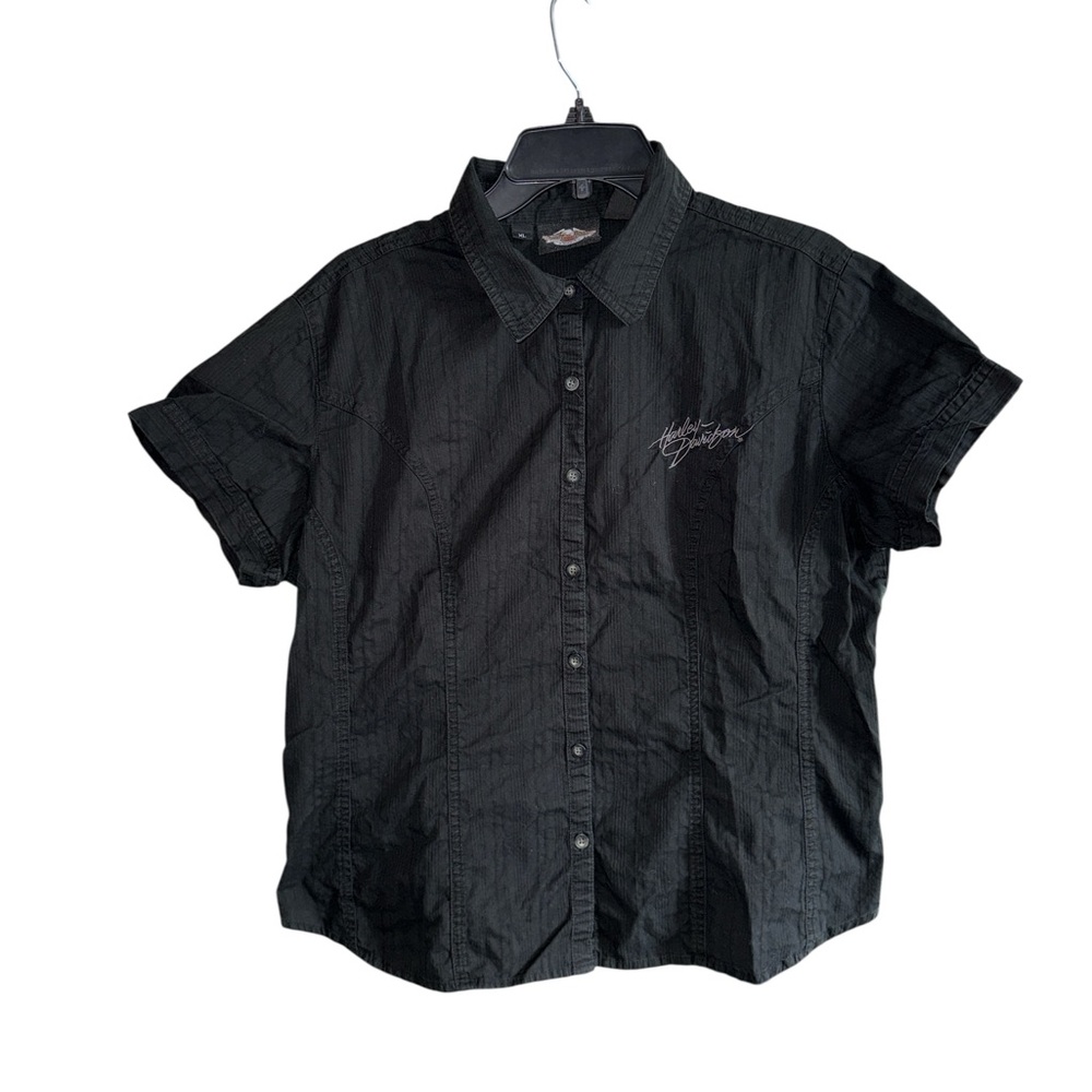 Harley-Davidson Women’s Black Short Sleeve Back Tie Shirt Size XL